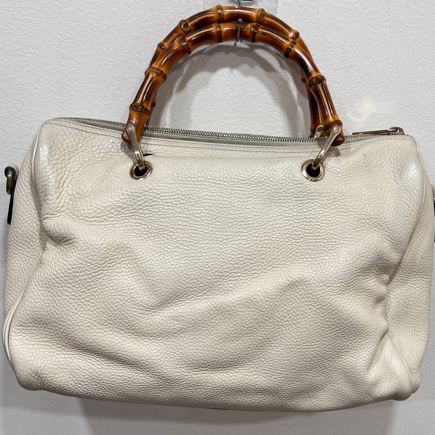 GUCCI Gucci Bamboo White Leather Handbag Shoulder Bag (strap not included)