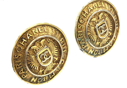 Chanel Cambon Shield Motif Earrings