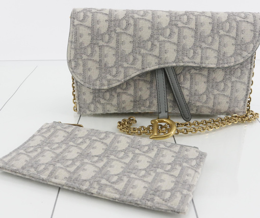 Dior Trotter Canvas Saddle Chain Wallet