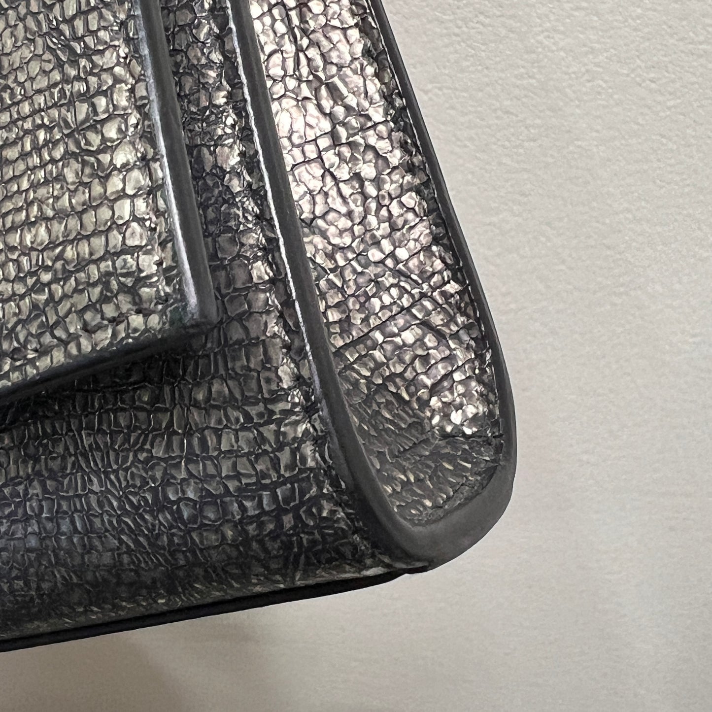 YSL Metallic Lizard-embossed Calf Leather