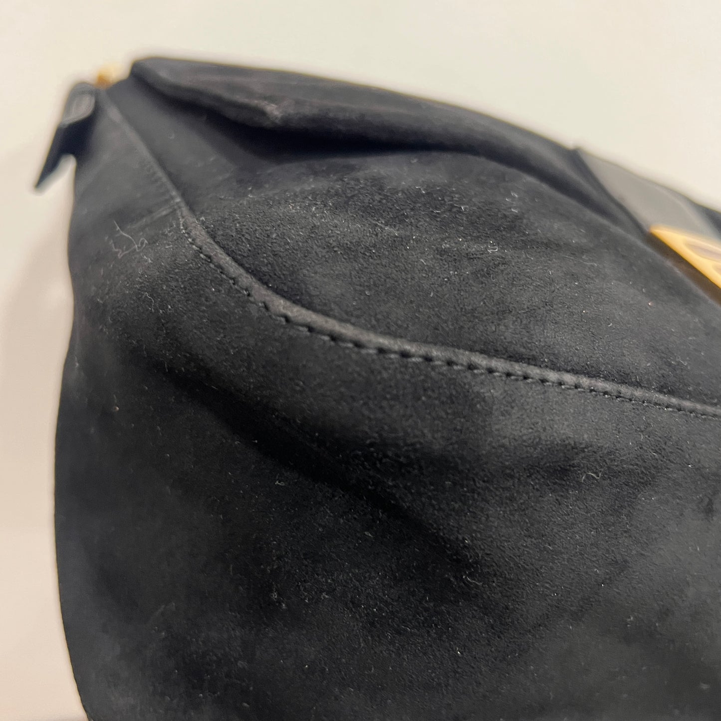 FENDI Black Suede Mamma Baguette