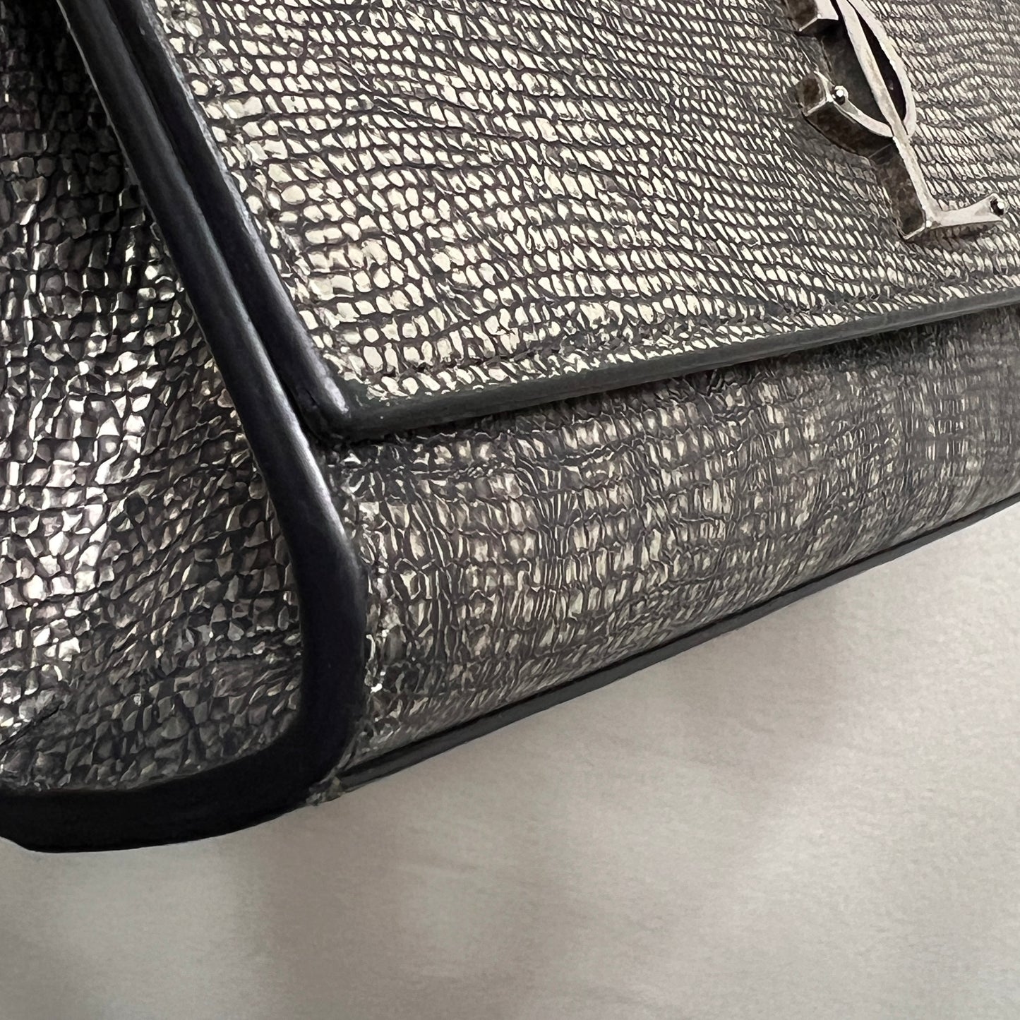 YSL Metallic Lizard-embossed Calf Leather