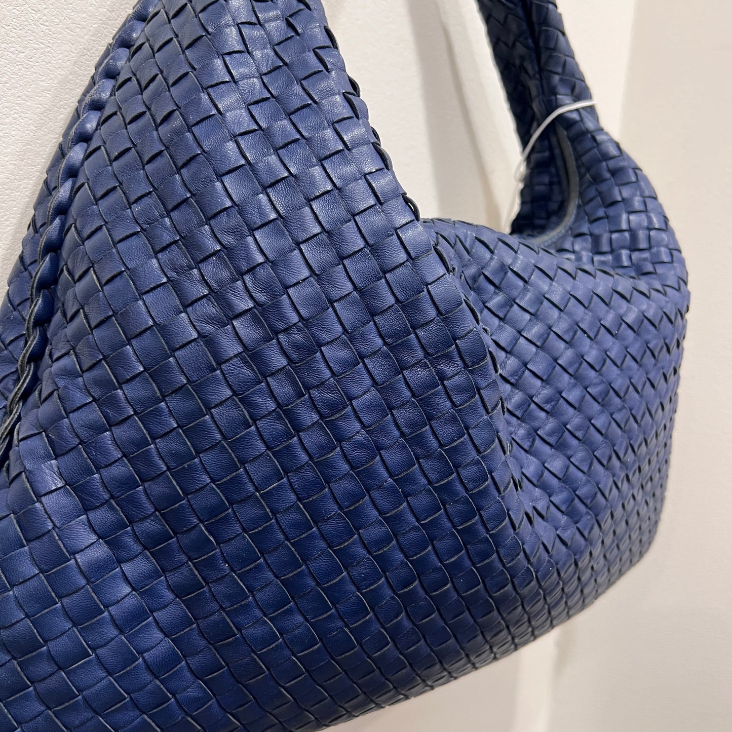 BOTTEGA VENETA Hobo Navy Interciatto Woven Napa Leather Bag