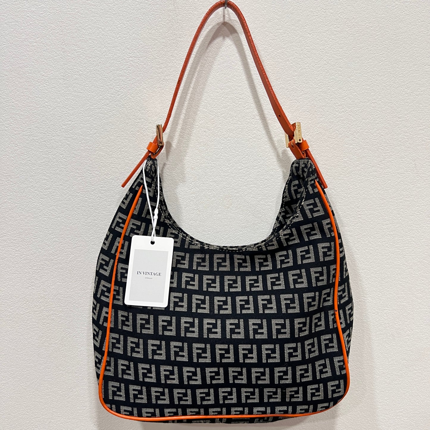 FENDI Mini Hobo Navy Orange Shoulder Bag (4021-11)