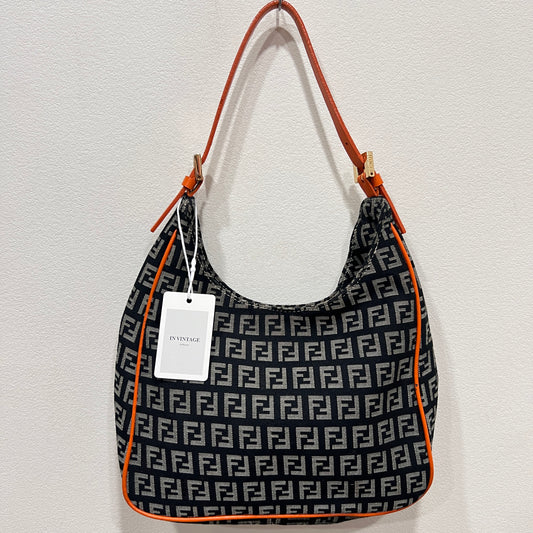FENDI Mini Hobo Navy Orange Shoulder Bag (4021-11)