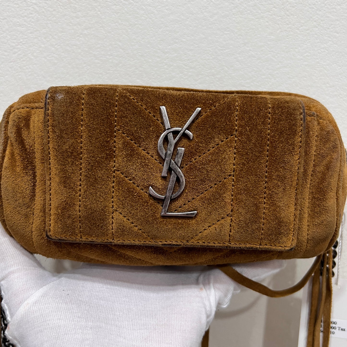 YSL Brown Suede Crossbody Bag