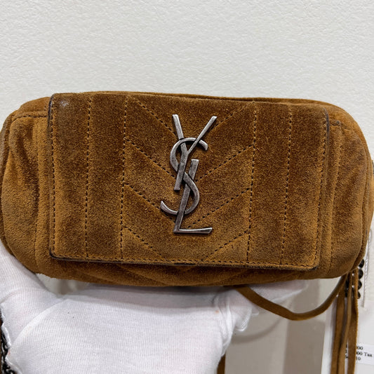 YSL Brown Suede Crossbody Bag