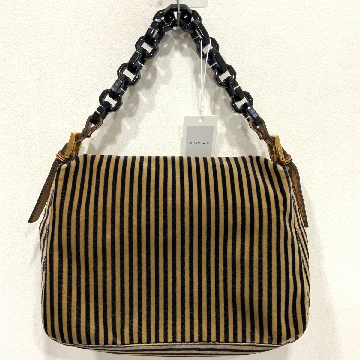 FENDI Velvet Pequin Striped Mamma Baguette Flap
