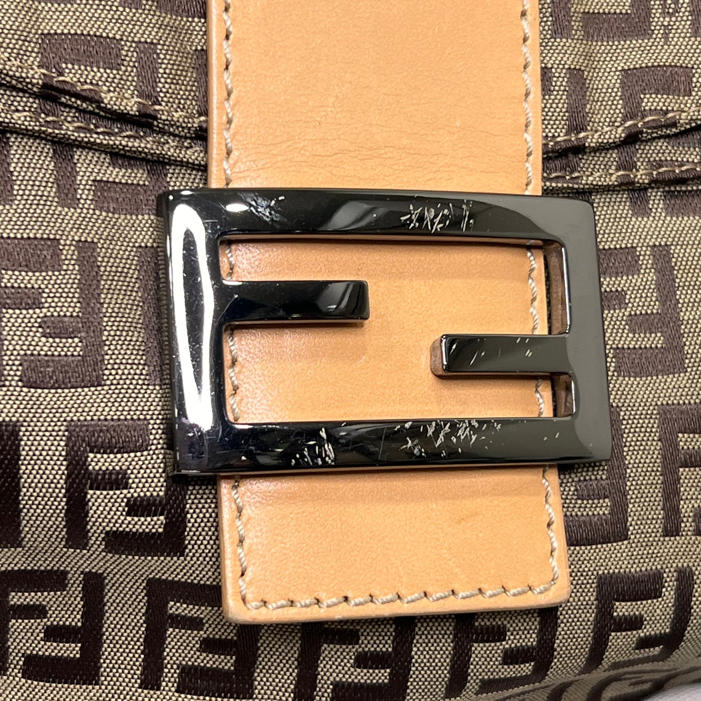 FENDI Brown Zuccino Canvas Double Flap