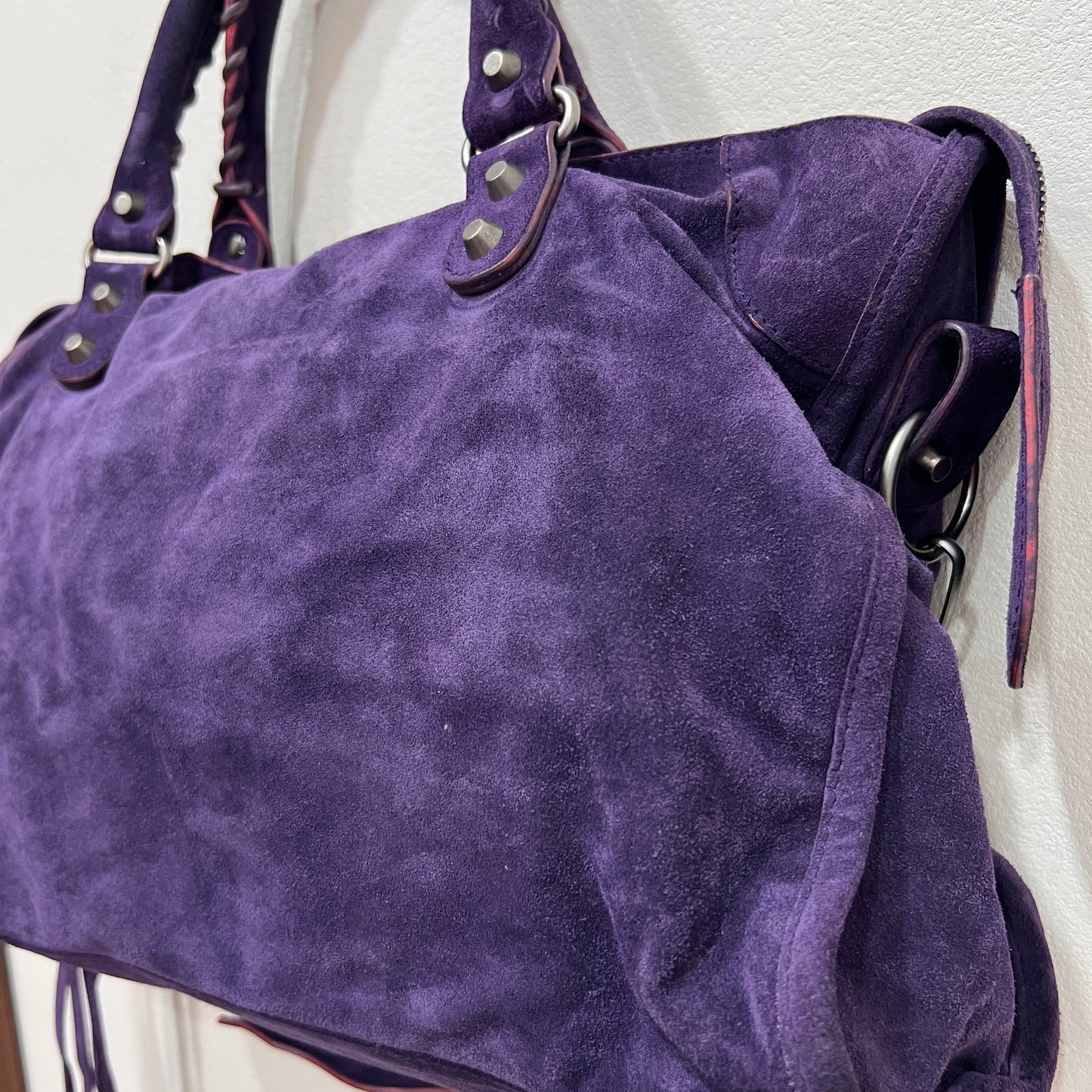 BALENCIAGA City Purple Suede leather