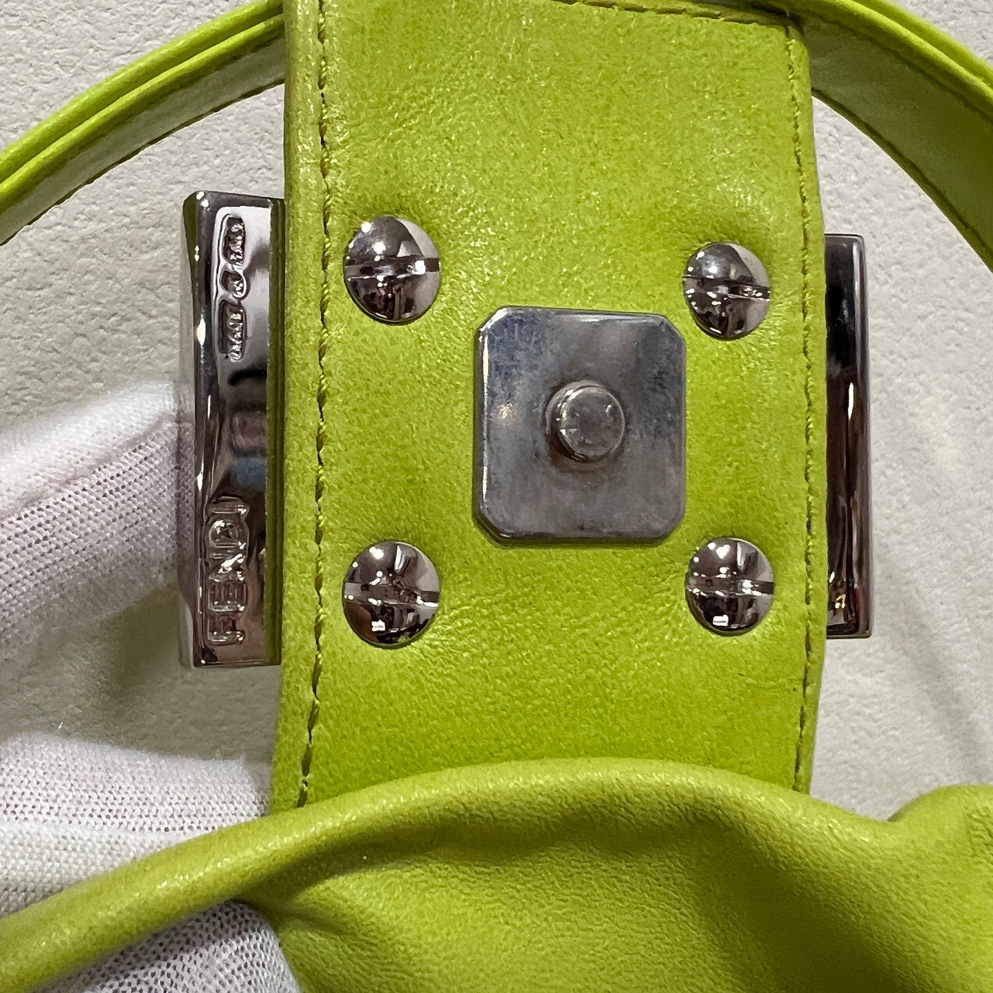 FENDI Baguette Neon Green Nappa Leather