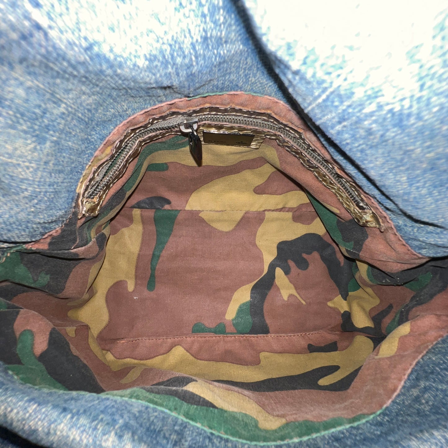 Fendi Mamma Baguette Denim Shoulder Bag