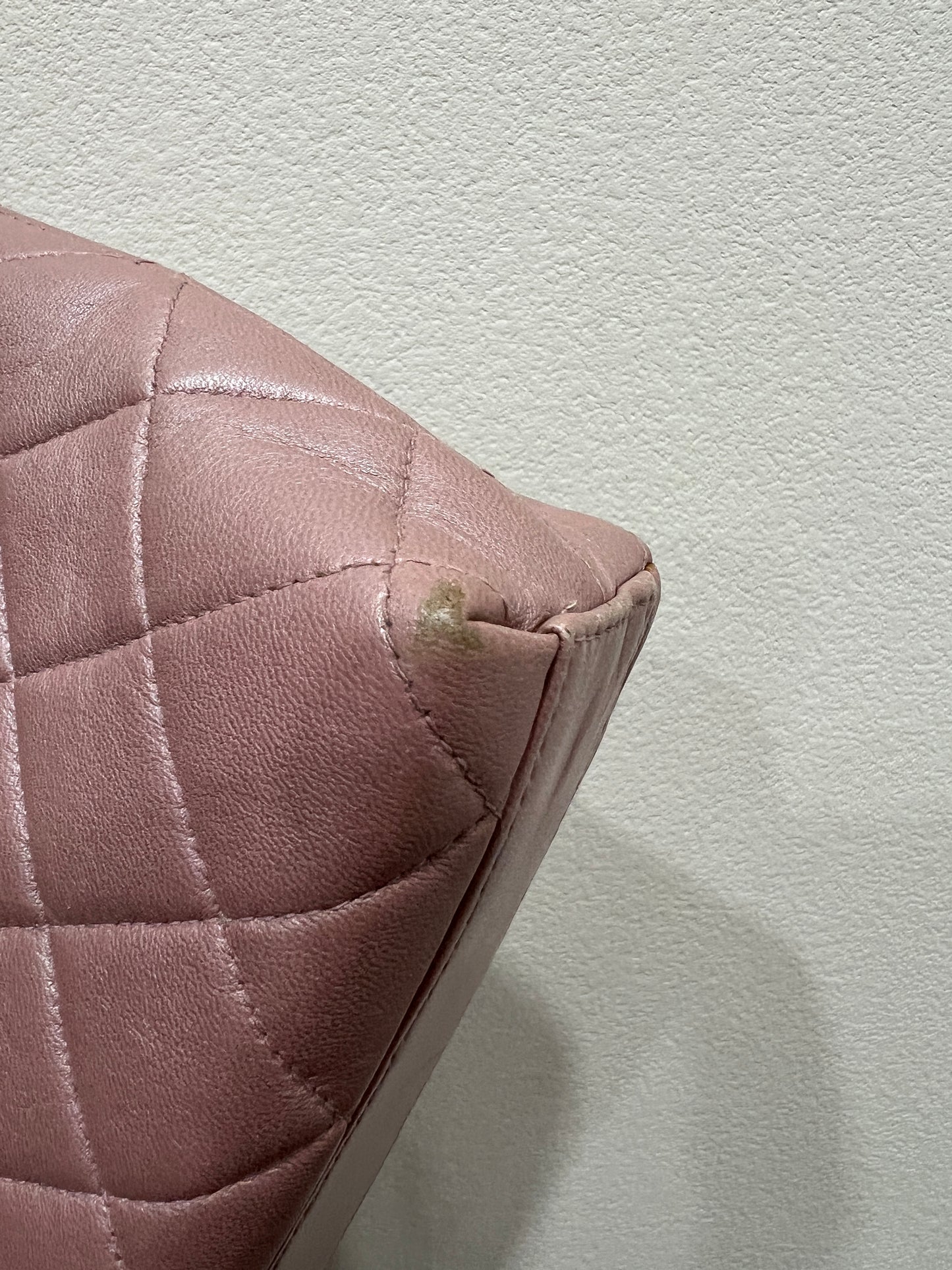 CHANEL pink lambskin shoulder bag