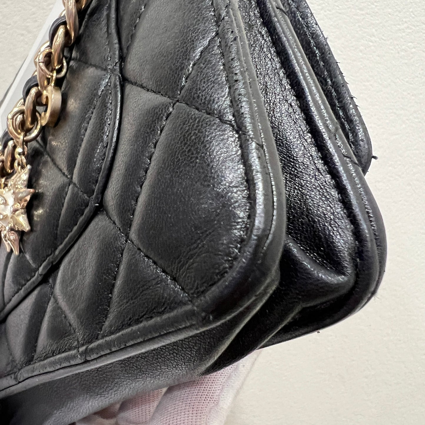 CHANEL Black Wallet on Chain (WOC) Coco Charm Lambskin