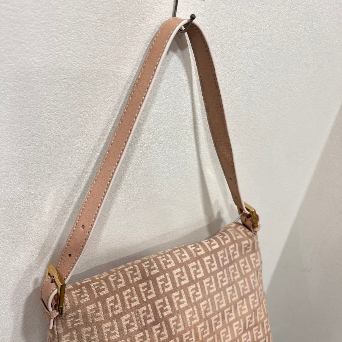 FENDI Mamma Baguette Zuccino Canvas in Old Rose Gold