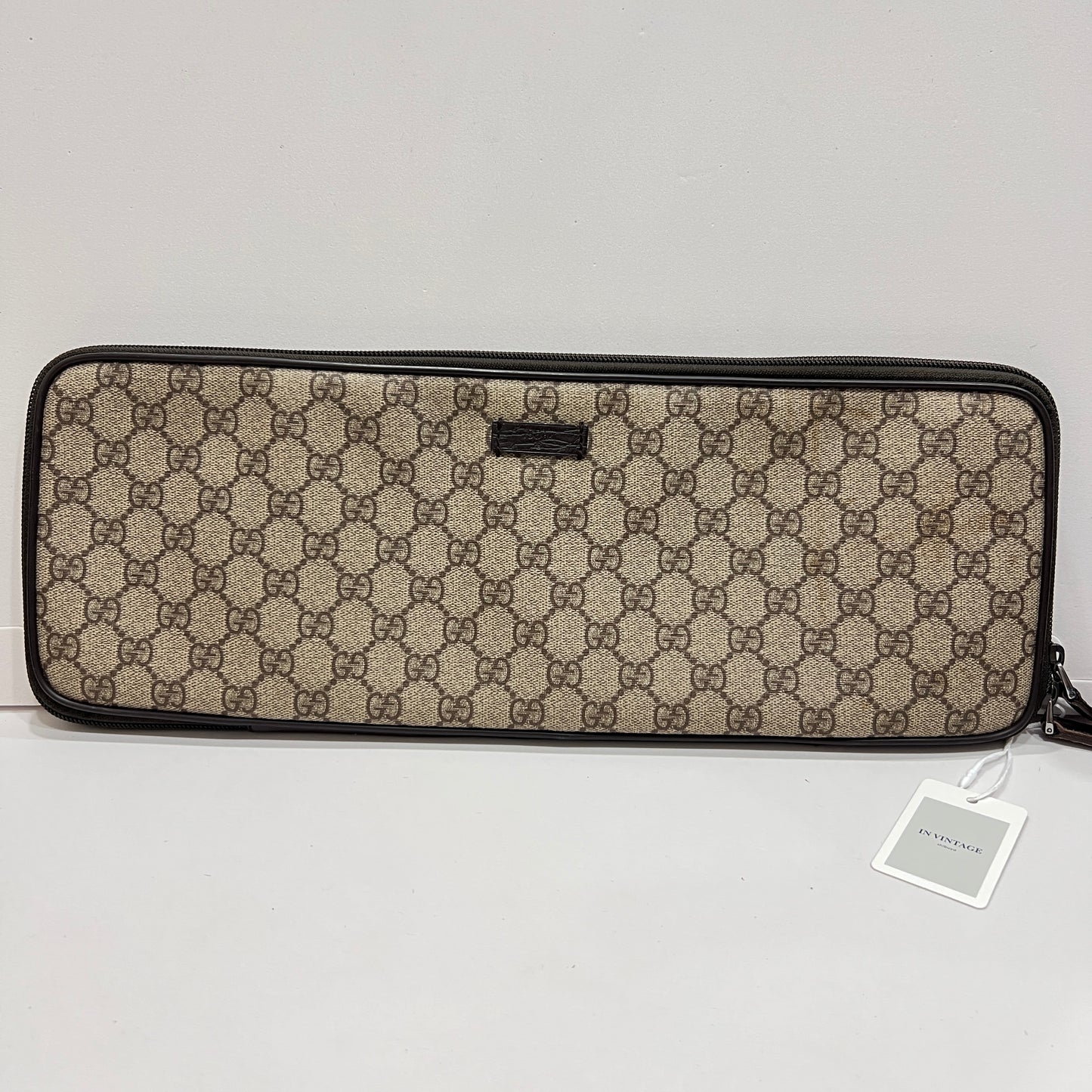 GUCCI Beige GG Supreme Canvas and Leather Travel Tie Case
