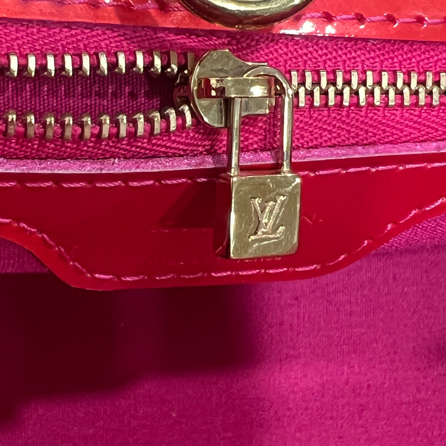LOUIS VUITTON Patent Wilshire Monogram Vernis PM Red Leather