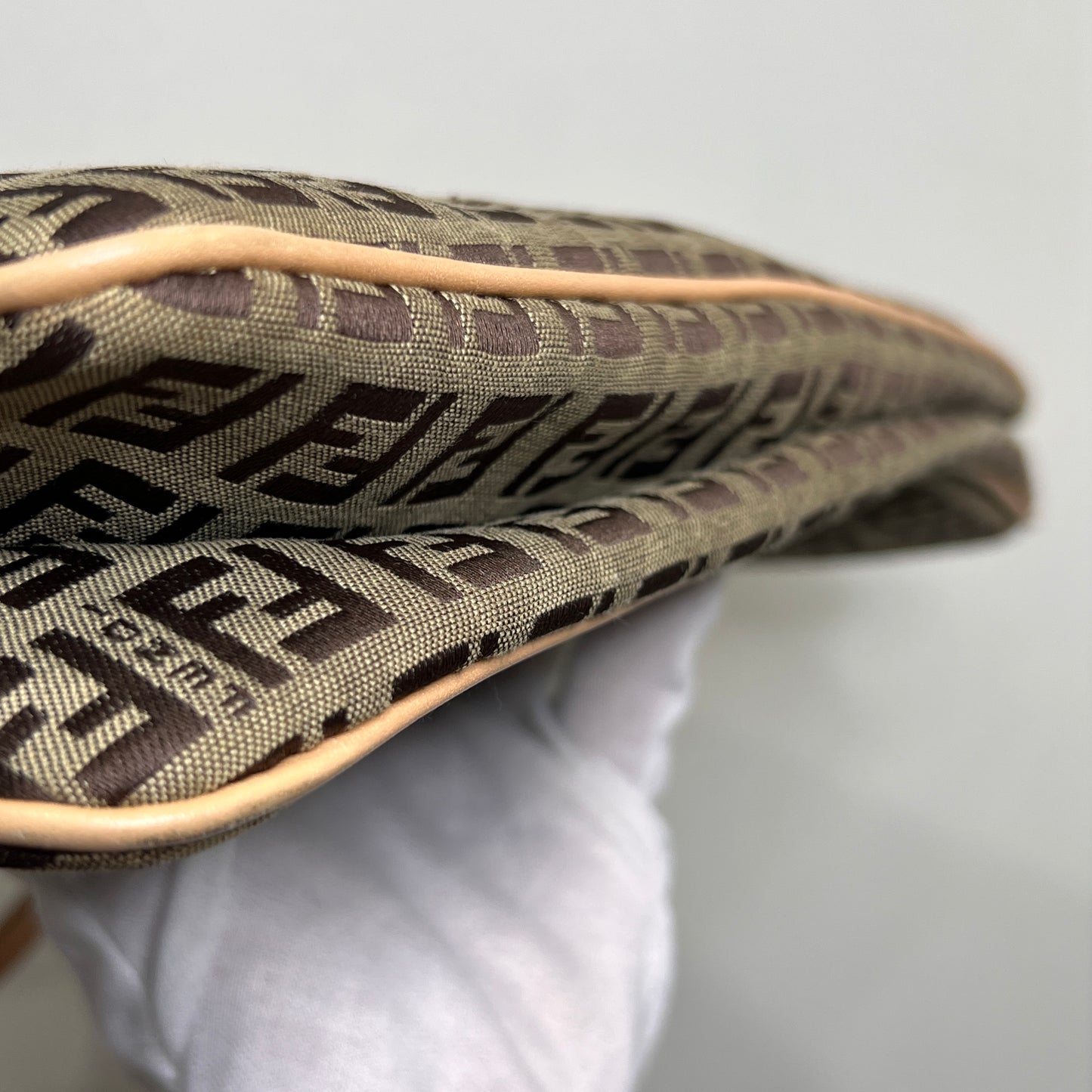 FENDI Brown Zuccino Canvas Double Flap