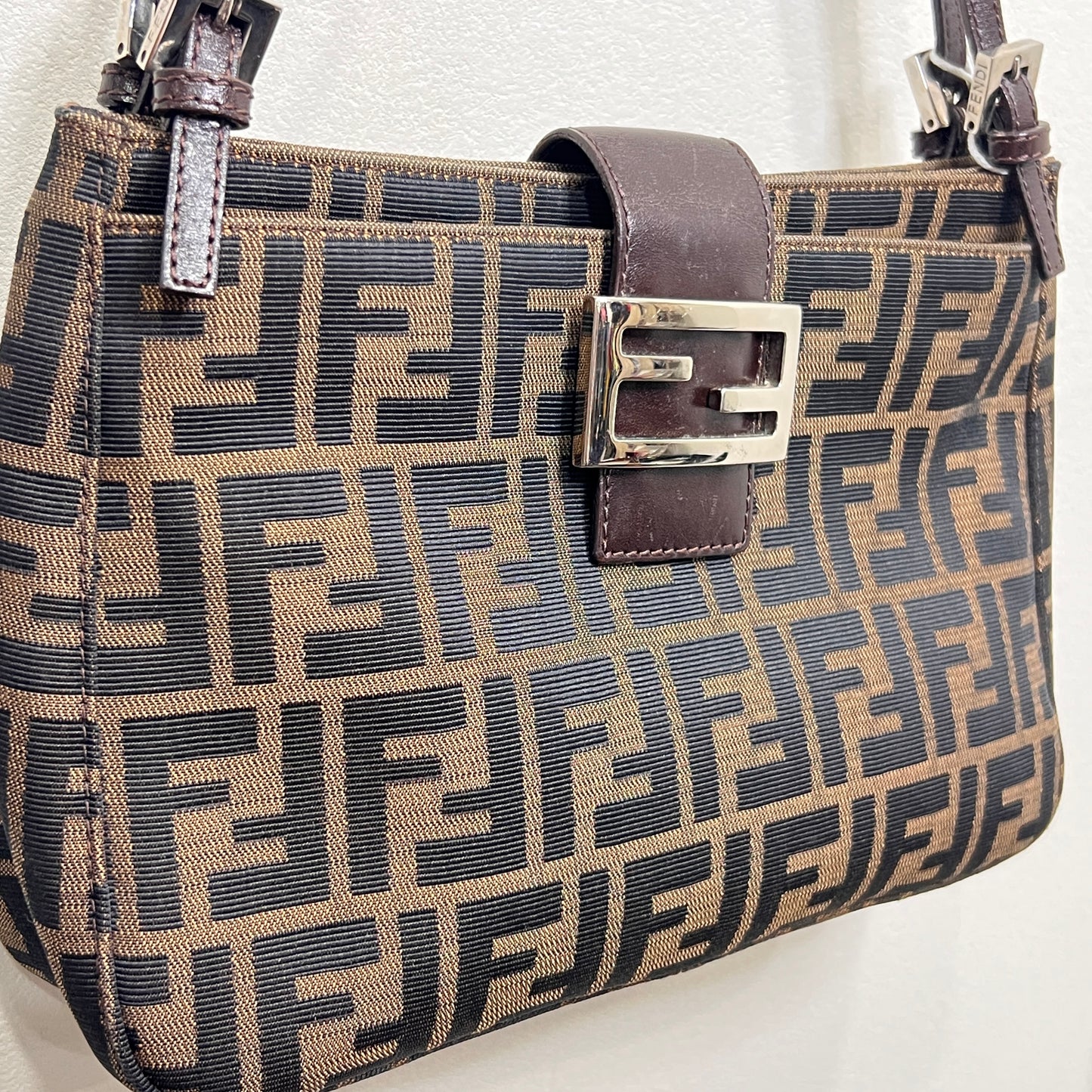 Fendi Zucca Canvas Shoulder Bag