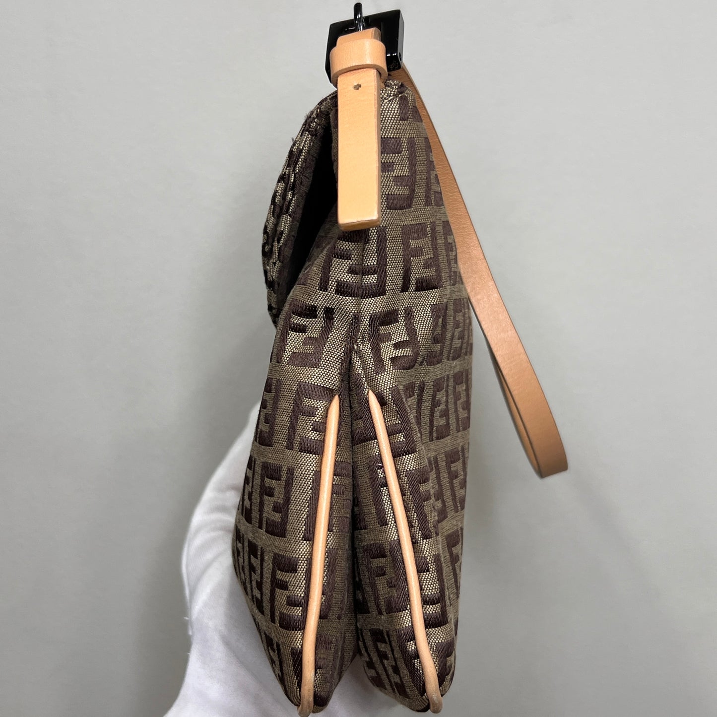 FENDI Brown Zuccino Canvas Double Flap