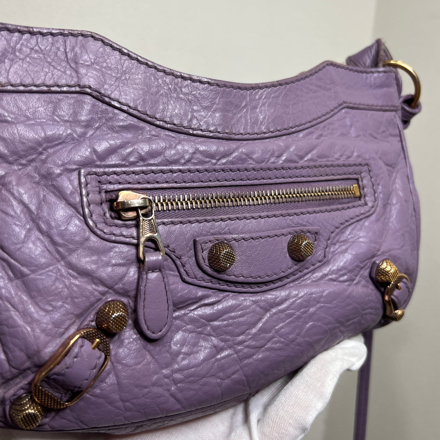 BALENCIAGA Lilac Leather Hip Crossbody