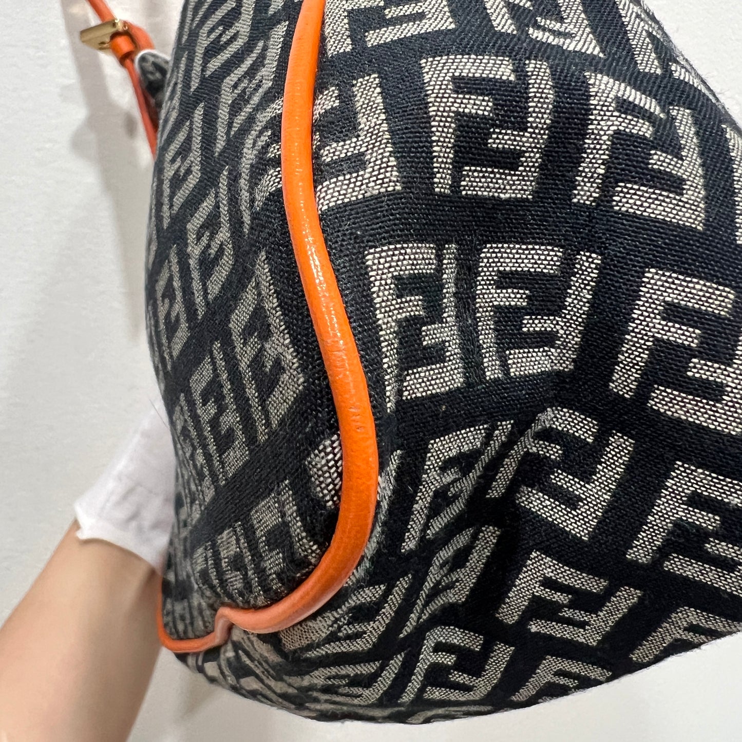 FENDI Mini Hobo Navy Orange Shoulder Bag (4021-11)