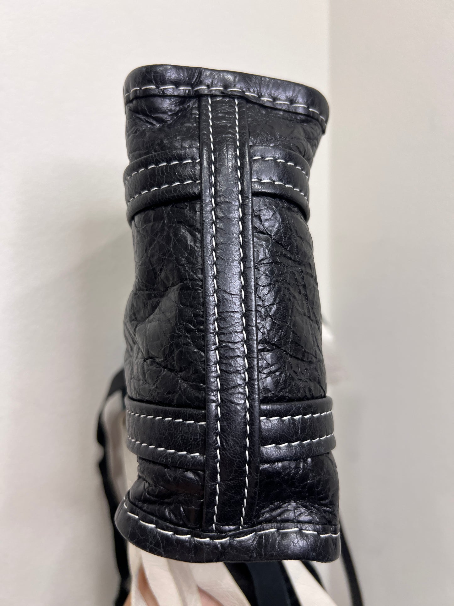 BALENCIAGA Convertible Fringe Striped Leather