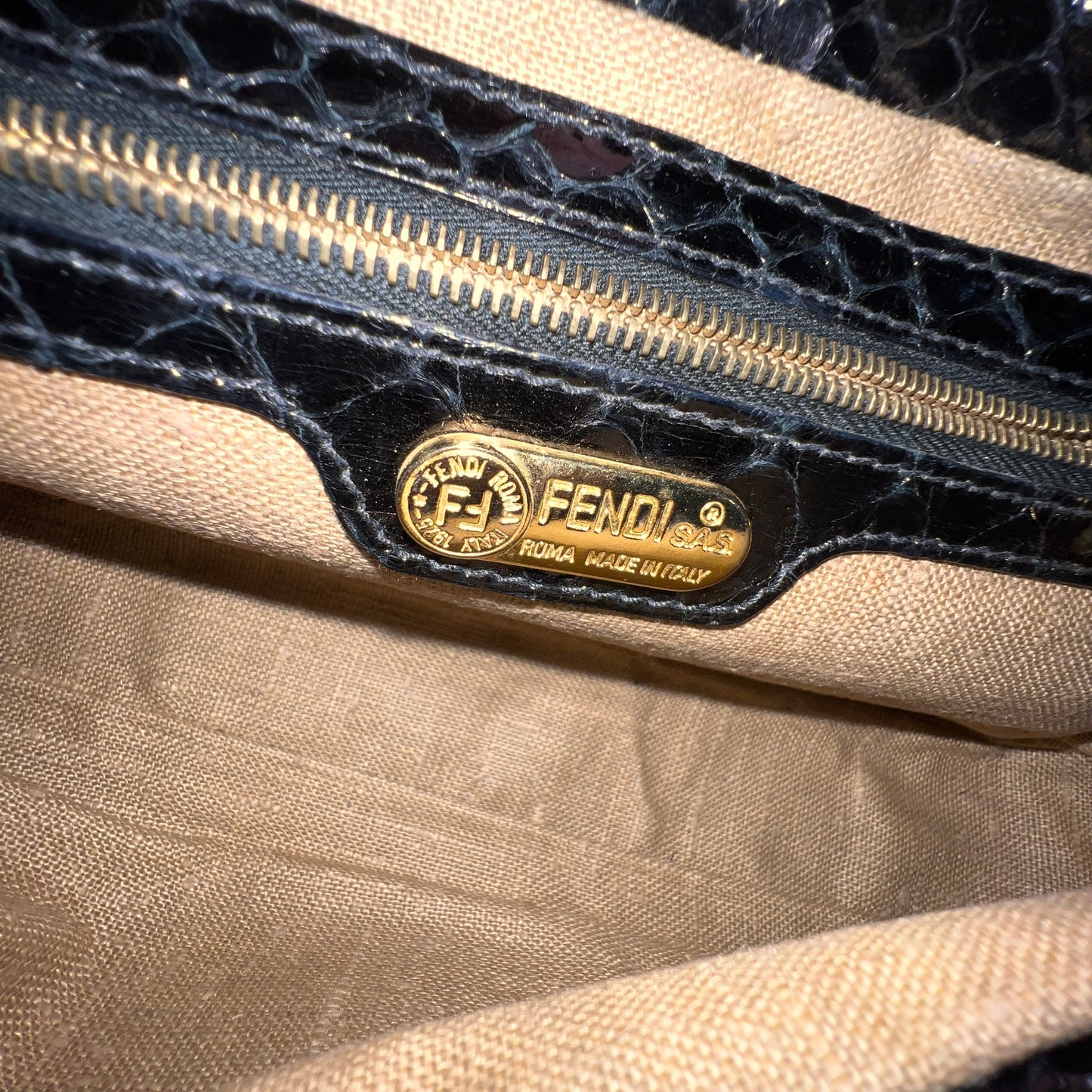 FENDI Beaded and Phyton Baguette