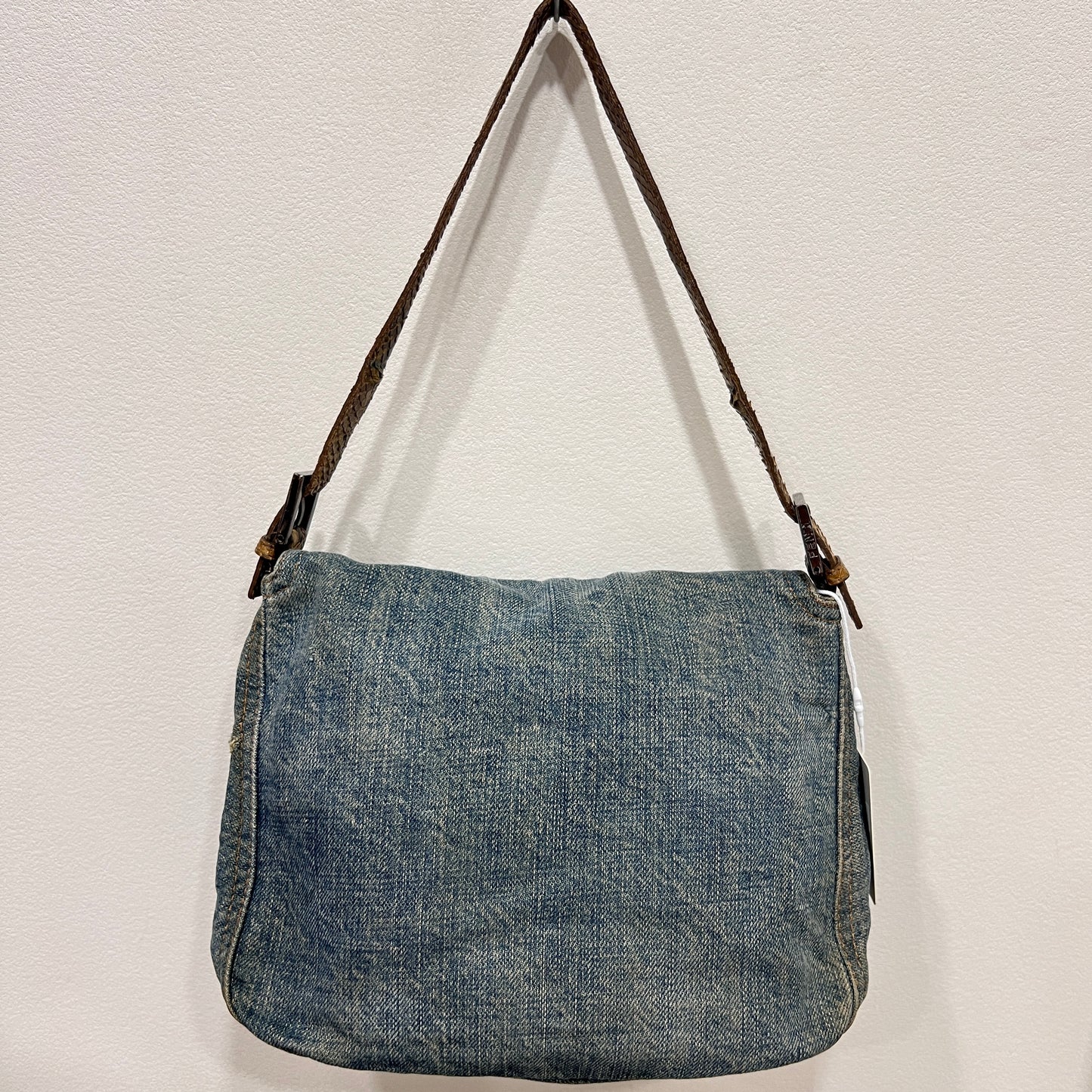 Fendi Mamma Baguette Denim Shoulder Bag