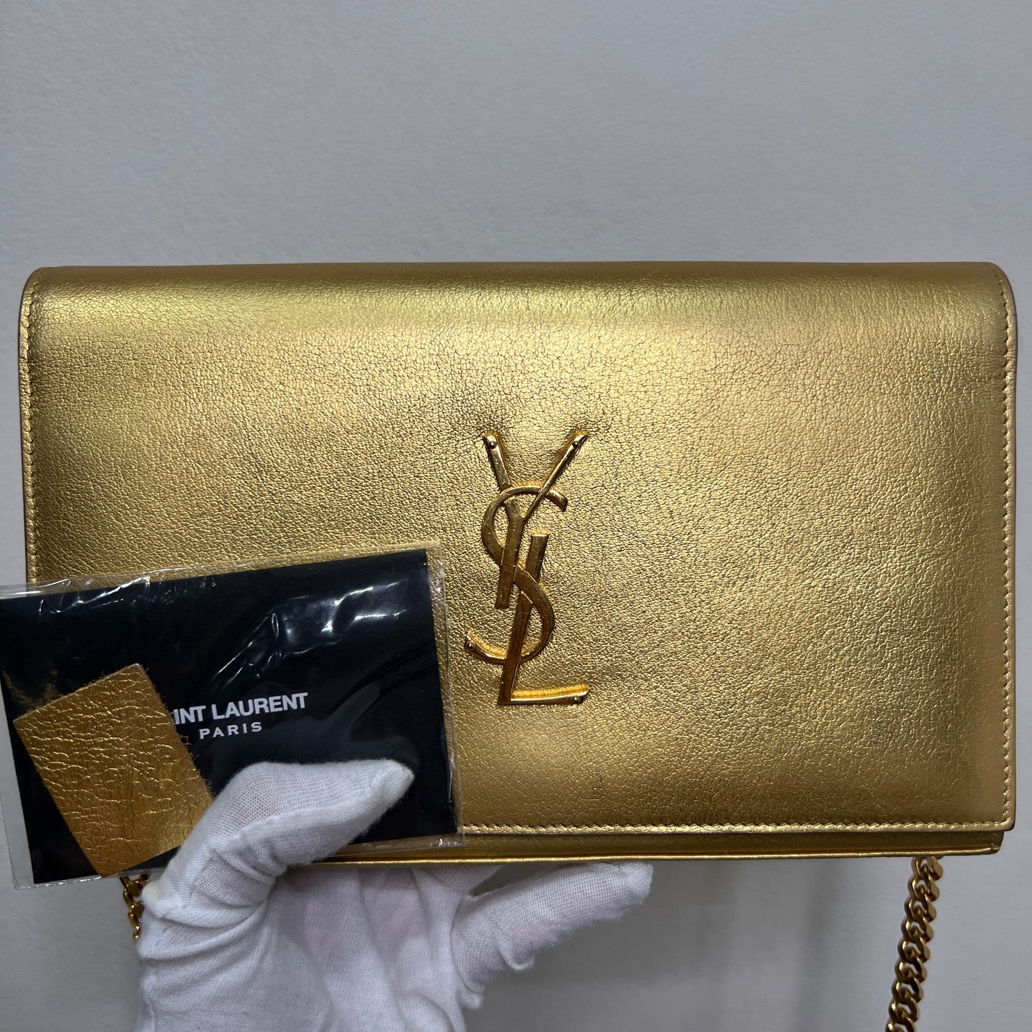 YSL Metallic Gold Leather