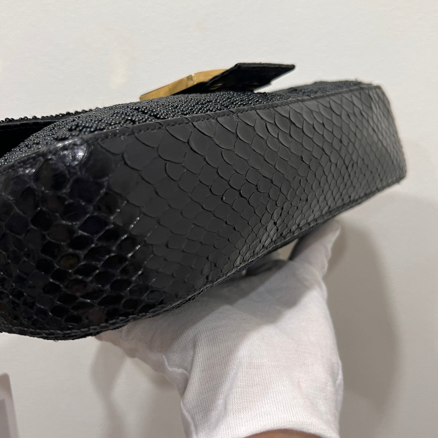 FENDI Beaded and Phyton Baguette