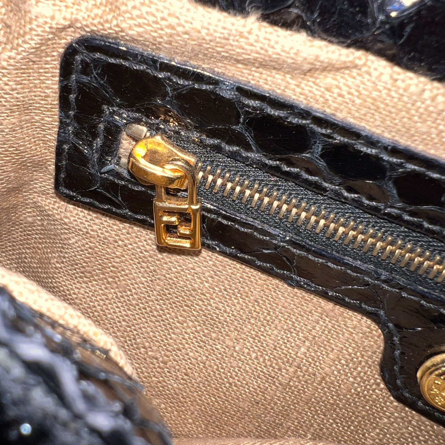 FENDI Beaded and Phyton Baguette