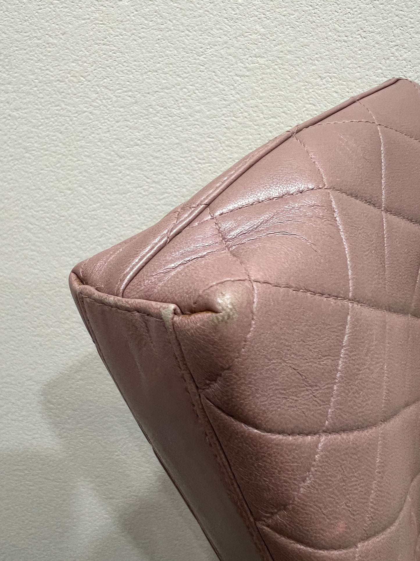 CHANEL pink lambskin shoulder bag