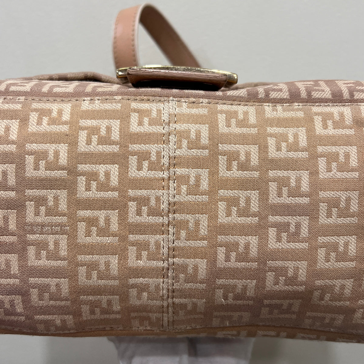 FENDI Mamma Baguette Zuccino Canvas in Old Rose Gold