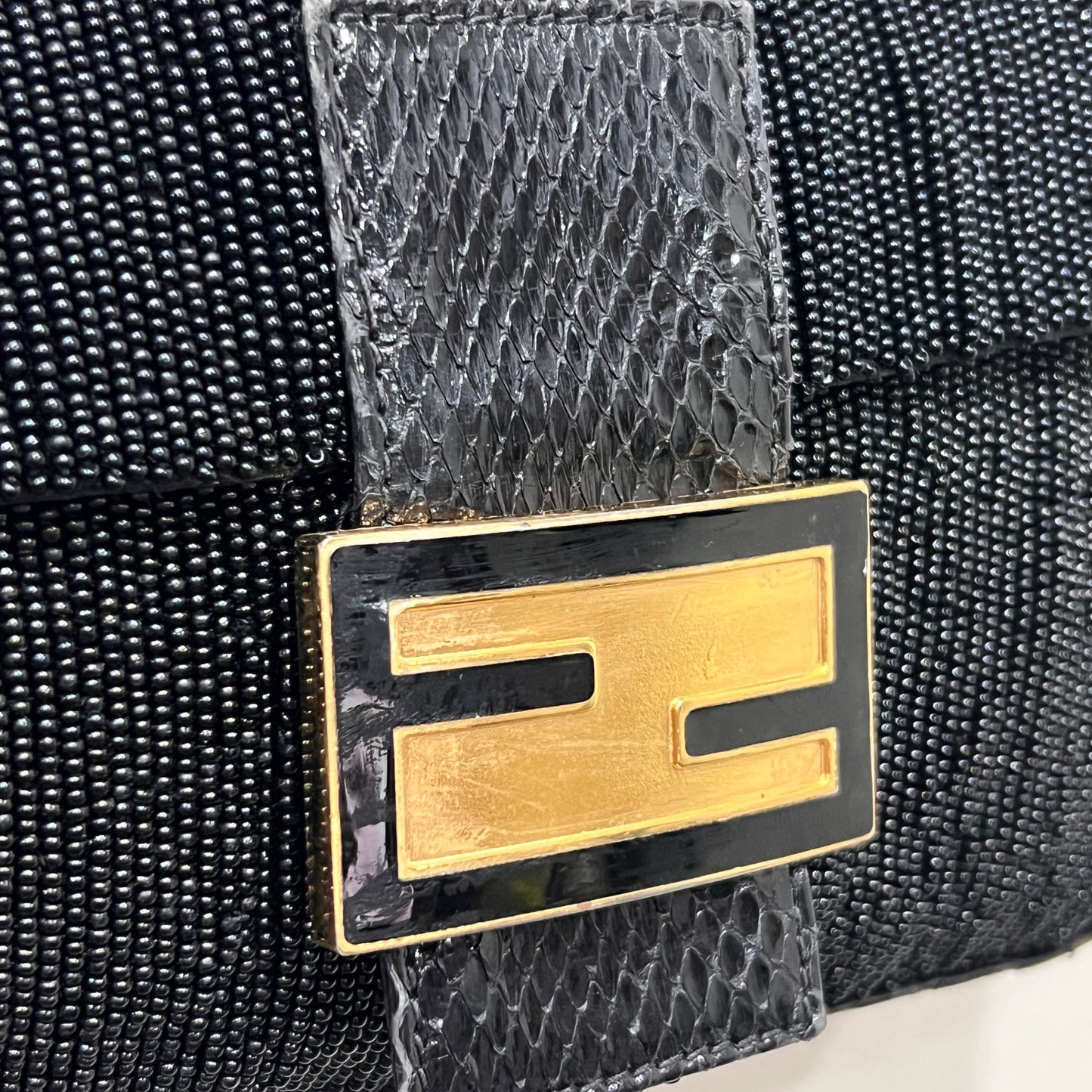 FENDI Beaded and Phyton Baguette