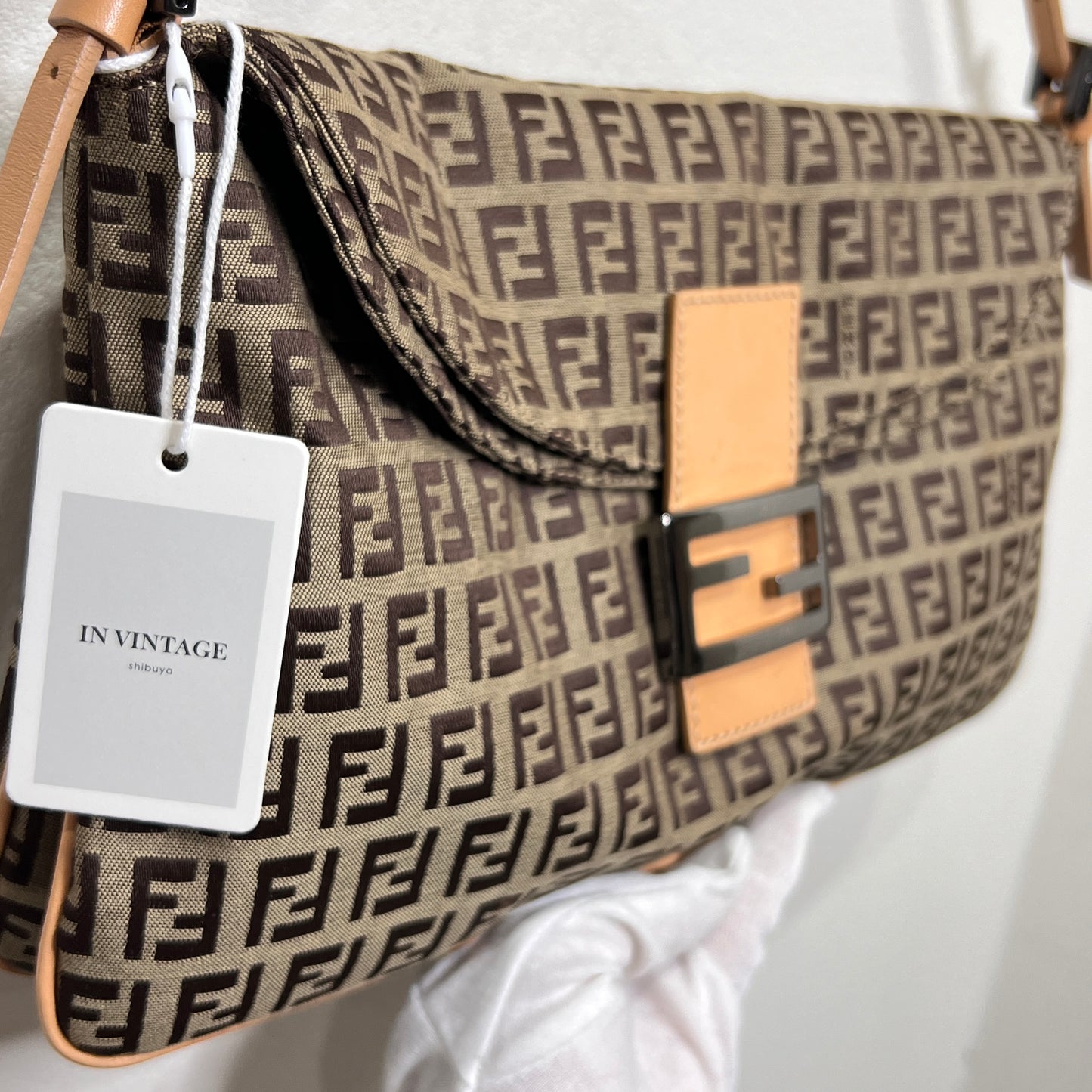 FENDI Brown Zuccino Canvas Double Flap