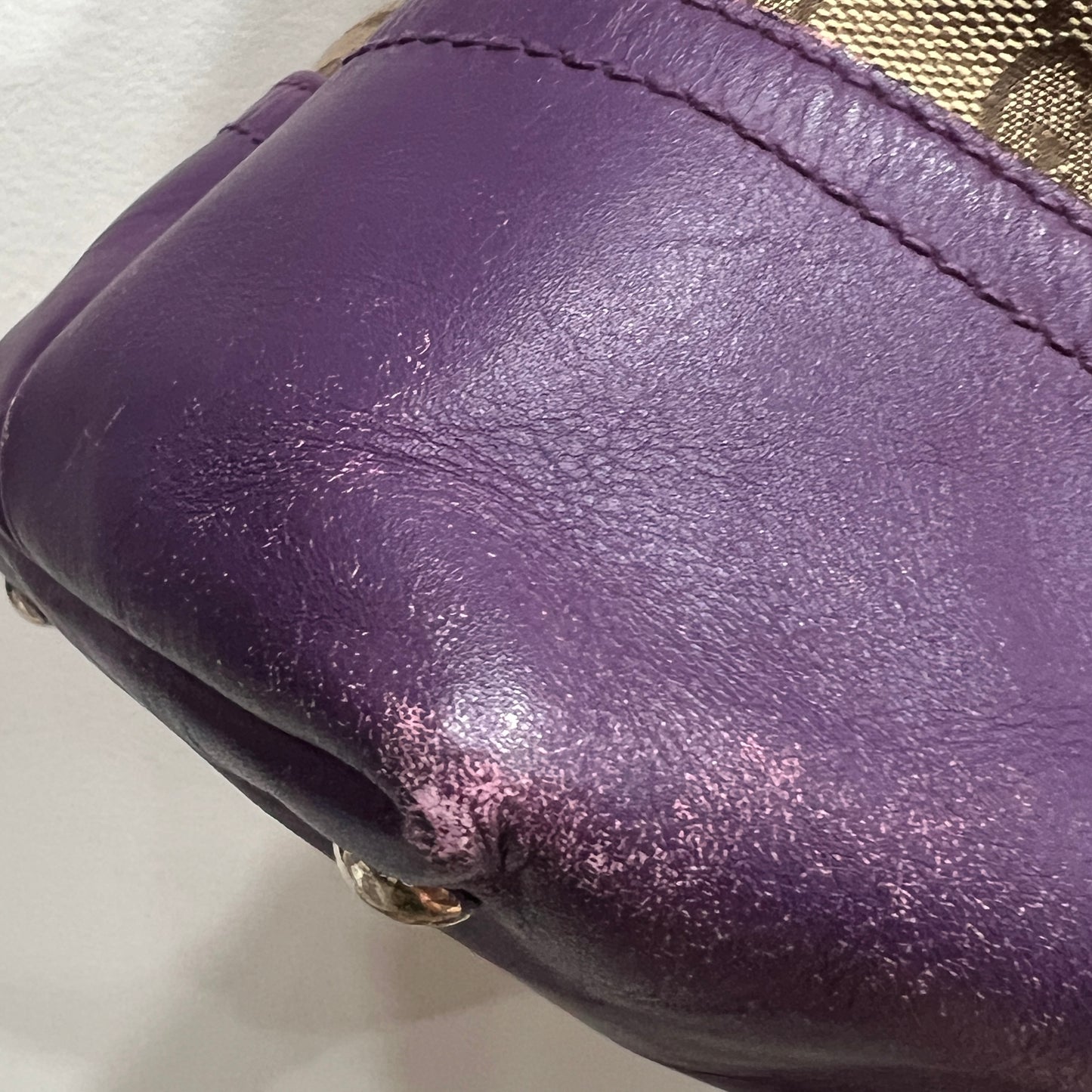 GUCCI GG Canvas Tote Bag Purple Trim and Leather Tassel Charm