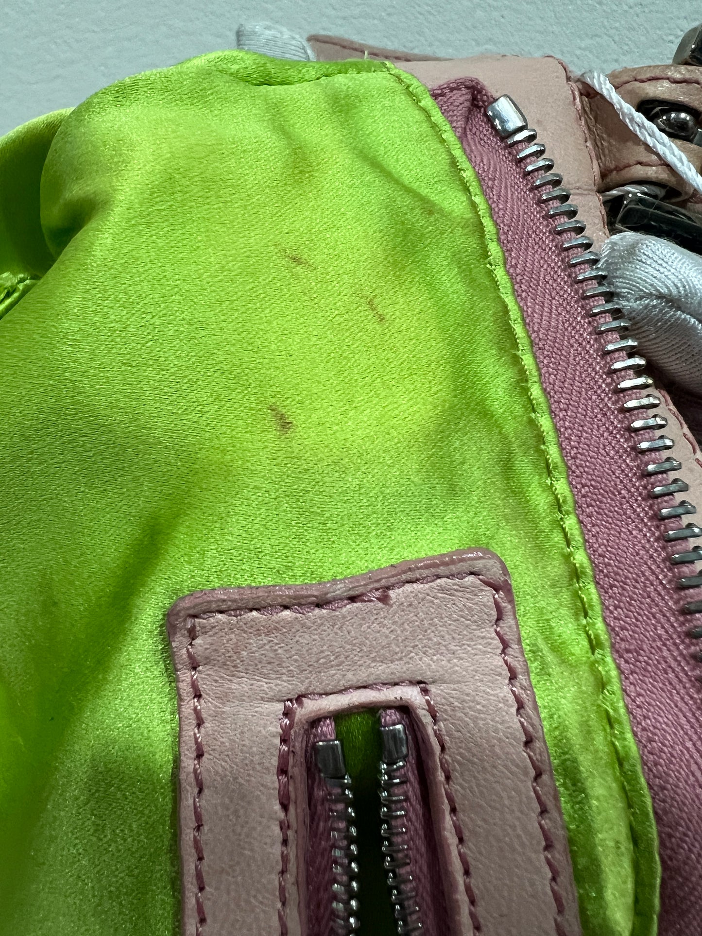 FENDI Pink Beaded Baguette Shoulder Bag