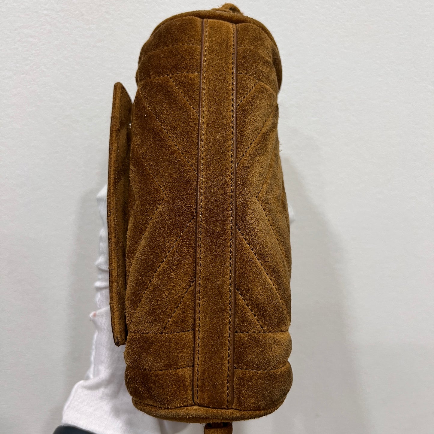 YSL Brown Suede Crossbody Bag