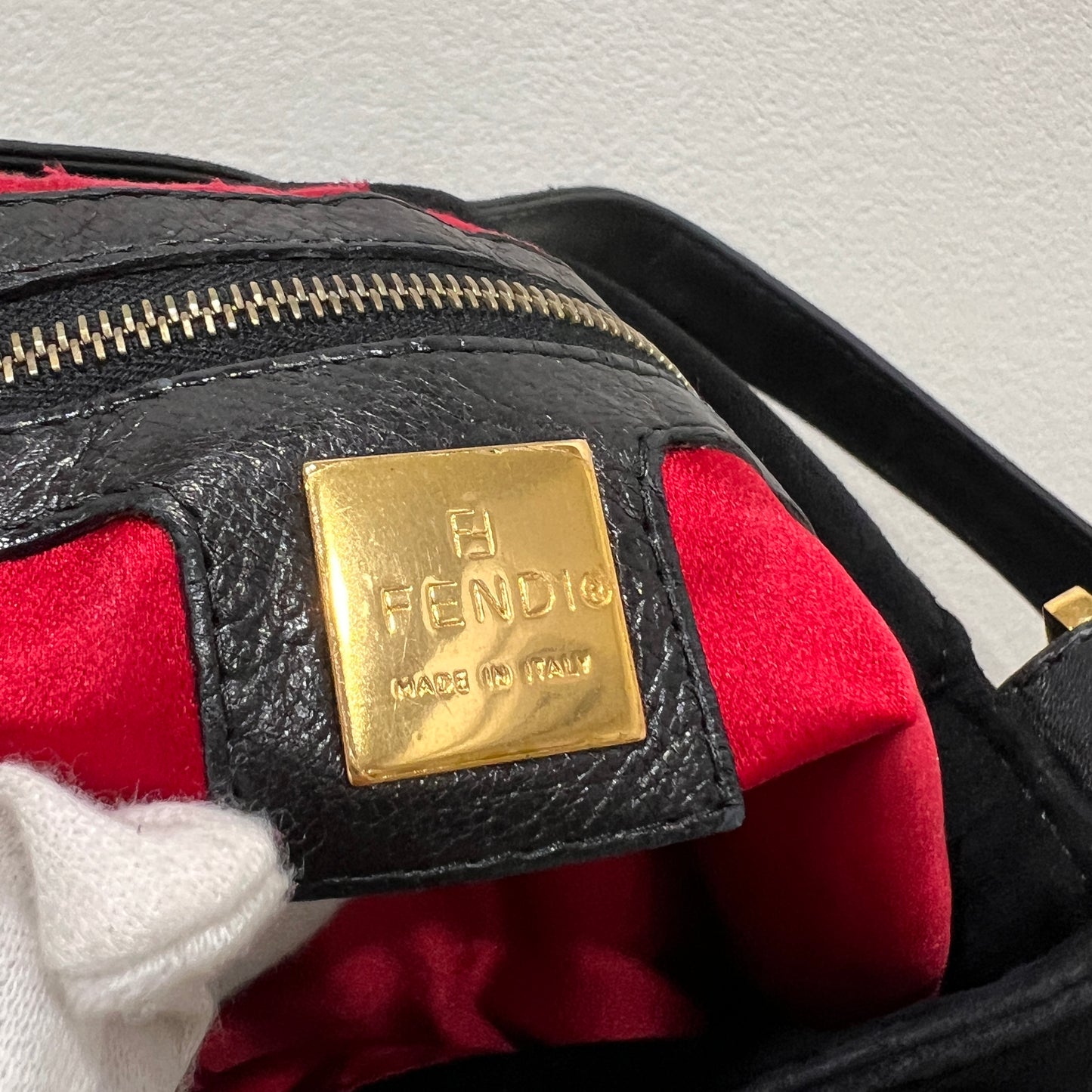 FENDI Black Suede Mamma Baguette