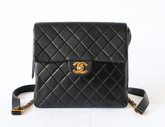 CHANEL Lambskin Chain Backpack 24K gold