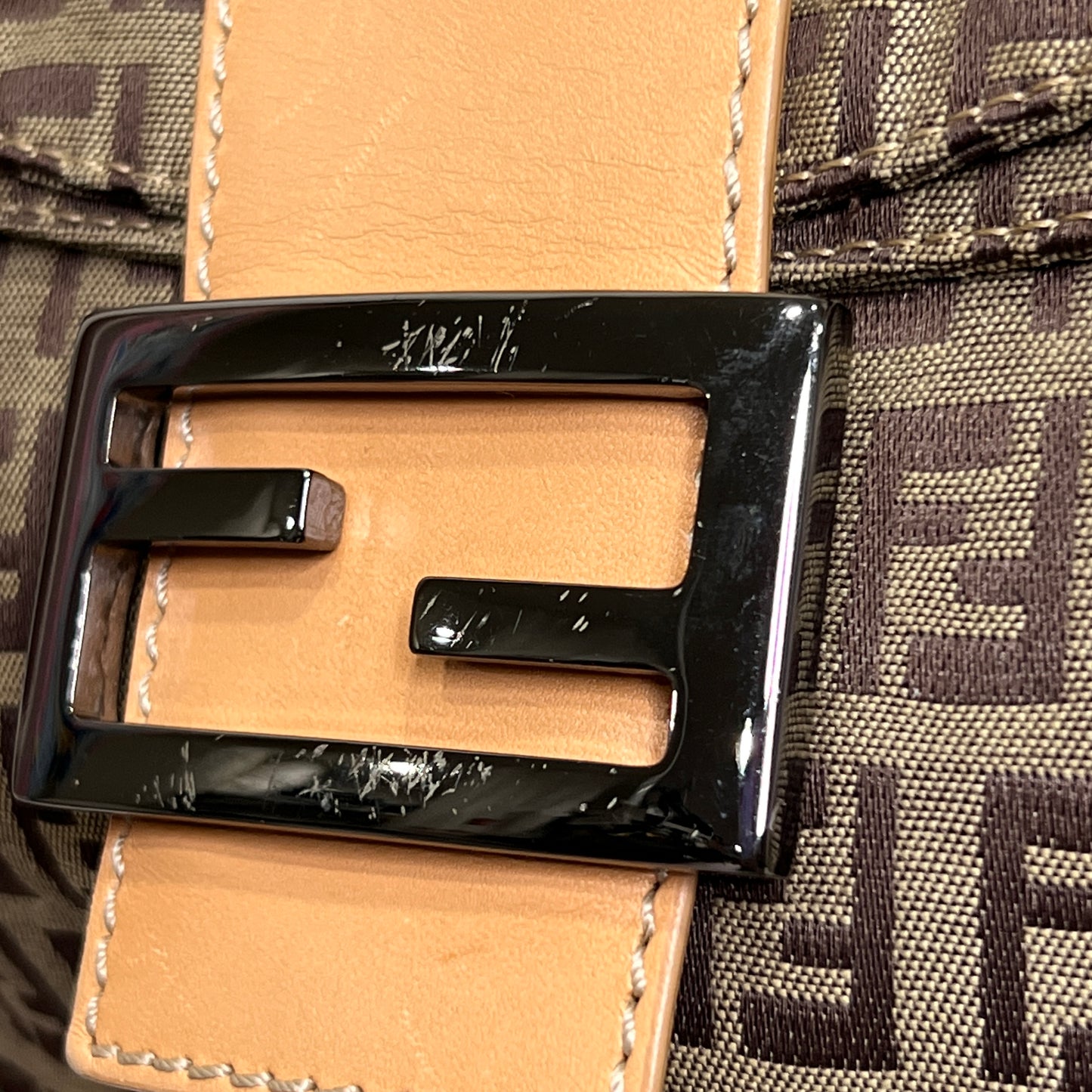 FENDI Brown Zuccino Canvas Double Flap