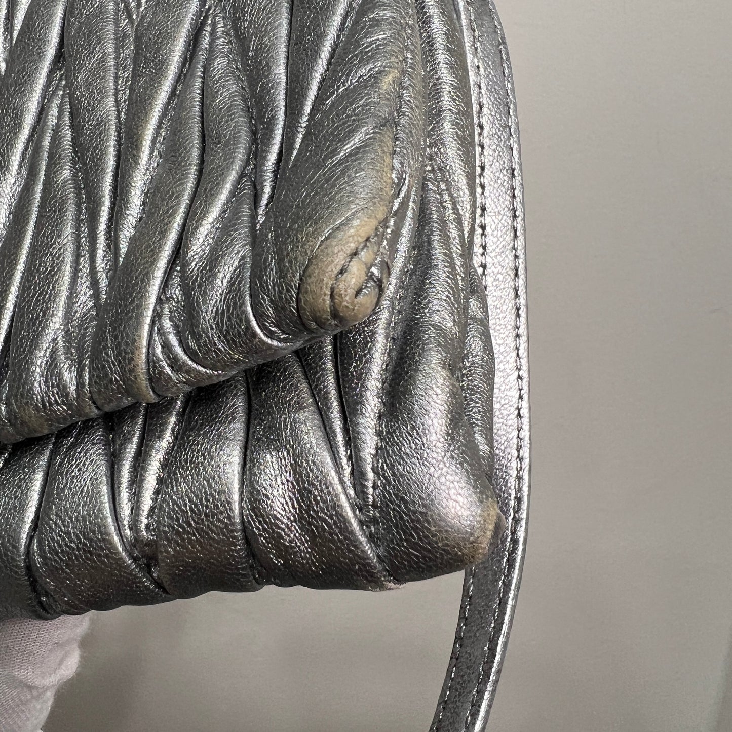 MIU MIU Metallic Leather Crossbody 30cm