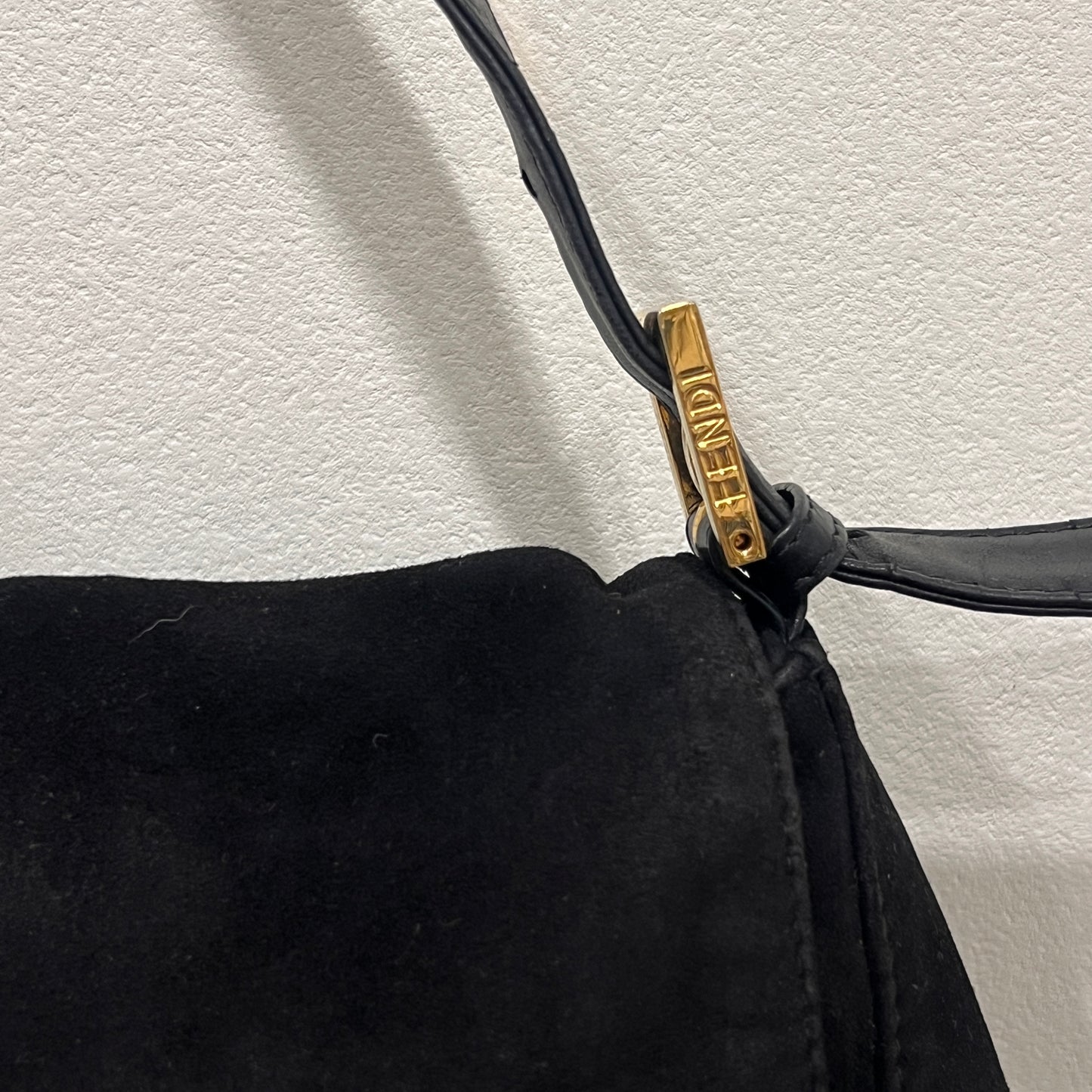 FENDI Black Suede Mamma Baguette