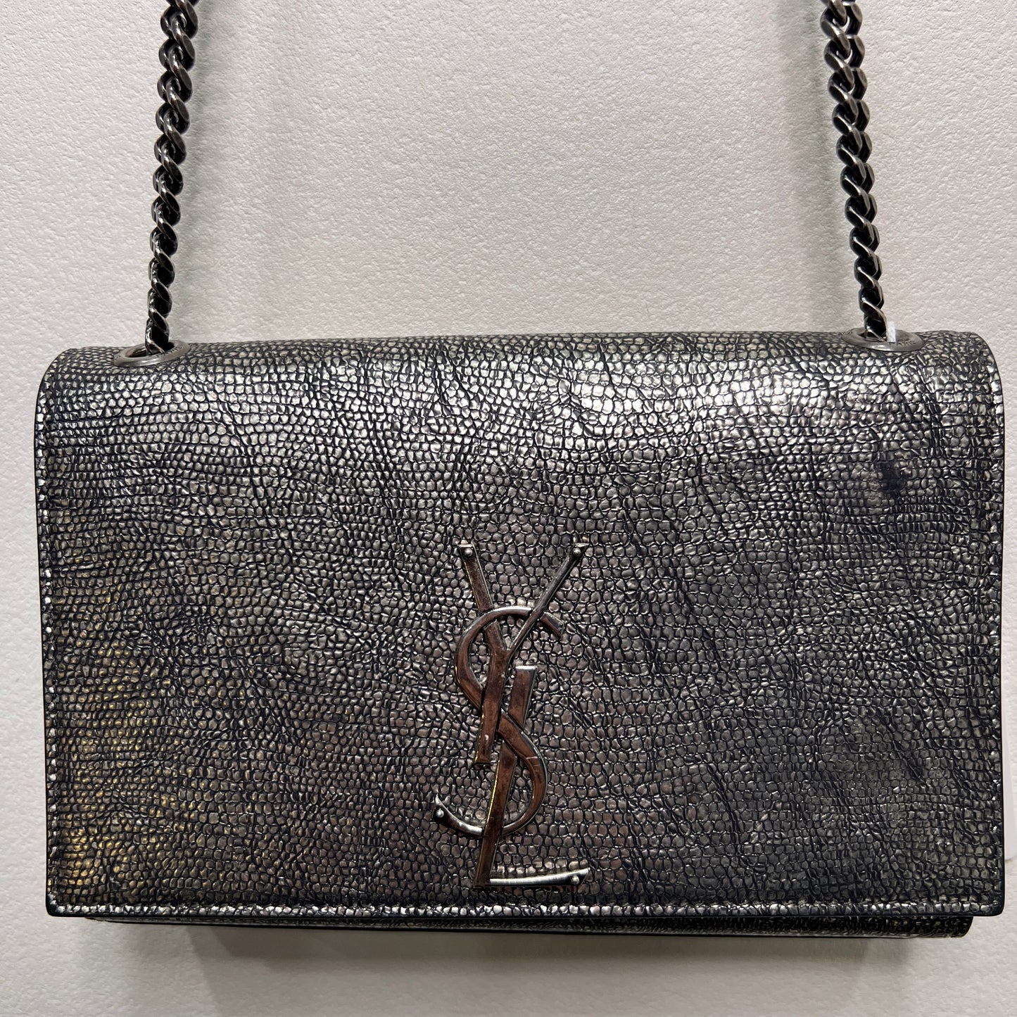 YSL Metallic Lizard-embossed Calf Leather
