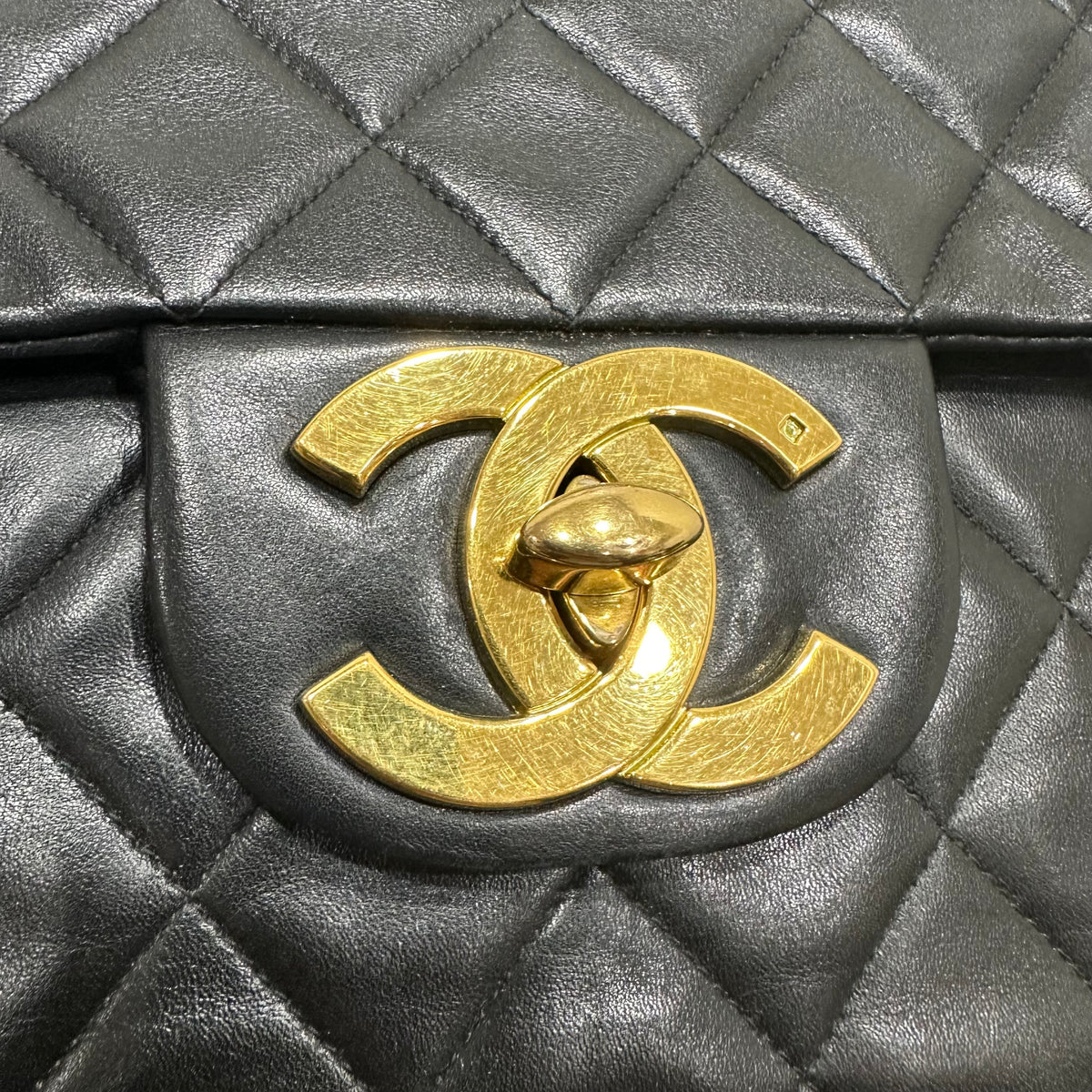 CHANEL Classic Flap Year 1994-1996 24k Gold CC Turn-lock