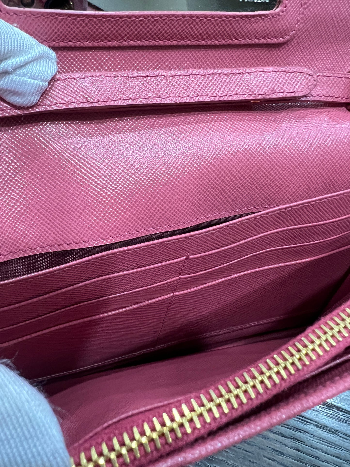 PRADA Saffiano Wallet on Strap with Mirror