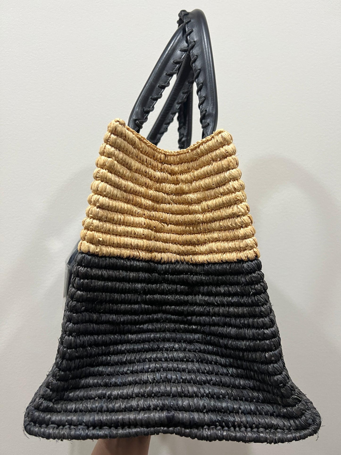 Balenciage Raffia Panier Shopper Tote Bag