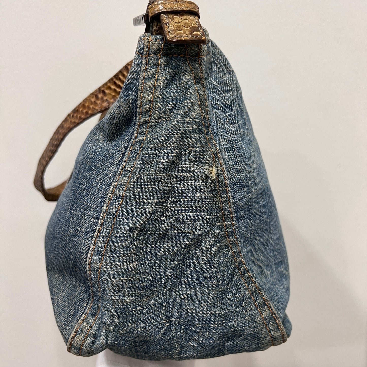 Fendi Mamma Baguette Denim Shoulder Bag