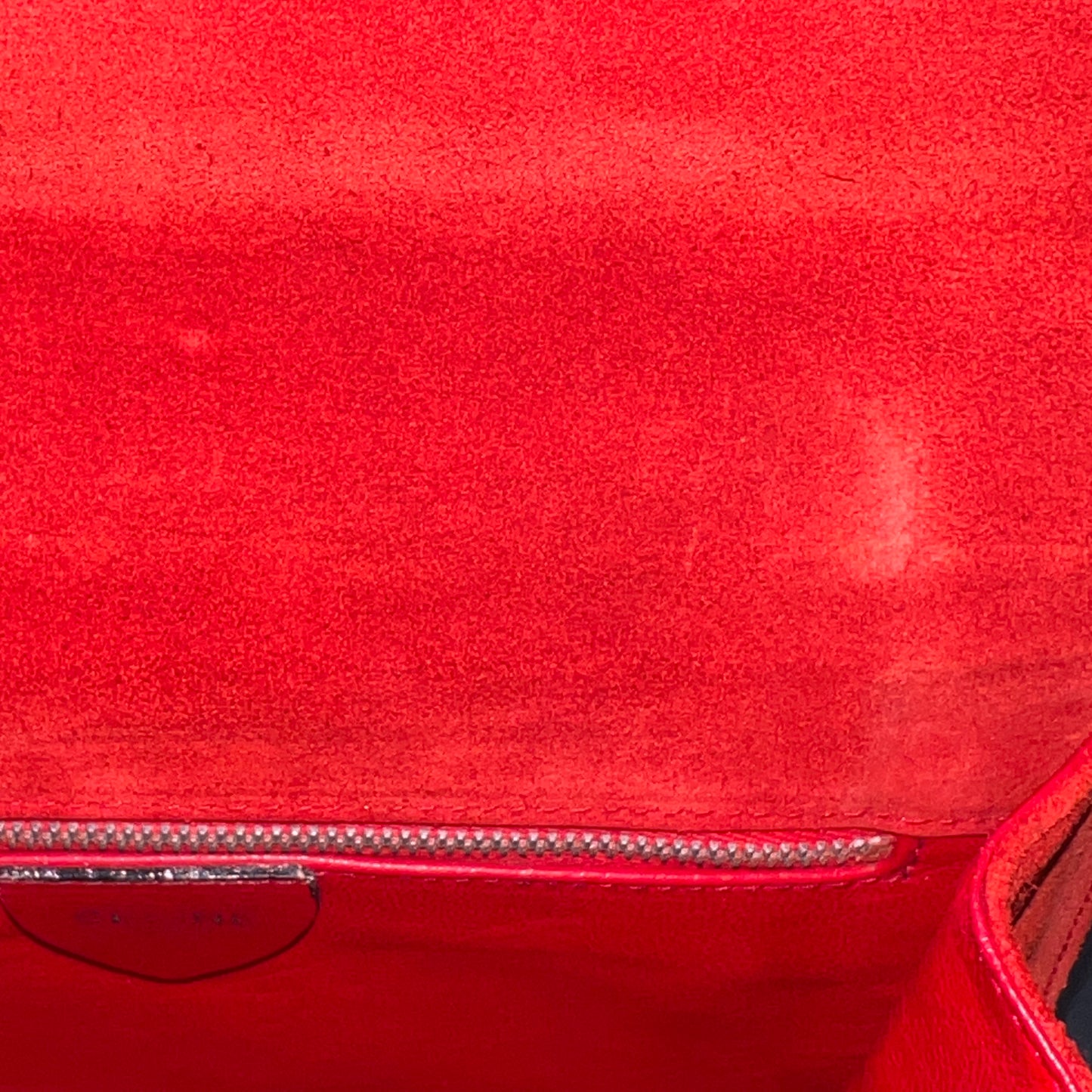 CELINE Horseshoe Red Suede Leather Two-Way Handbag